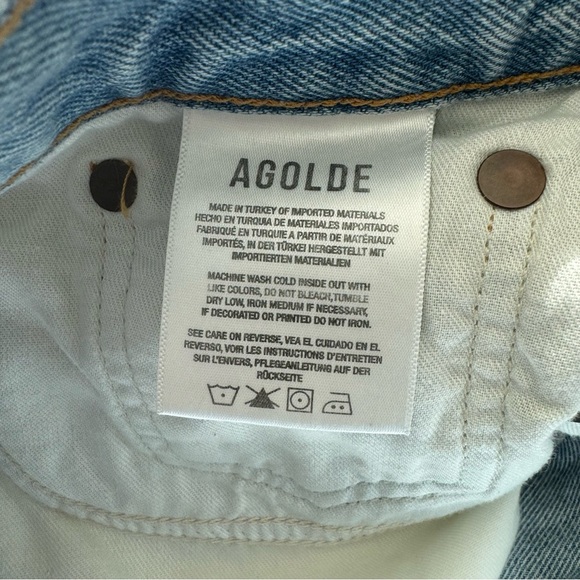 Agolde Criss Cross Buttonfly Distressed Denim Skirt Size 27 - Picture 12 of 13